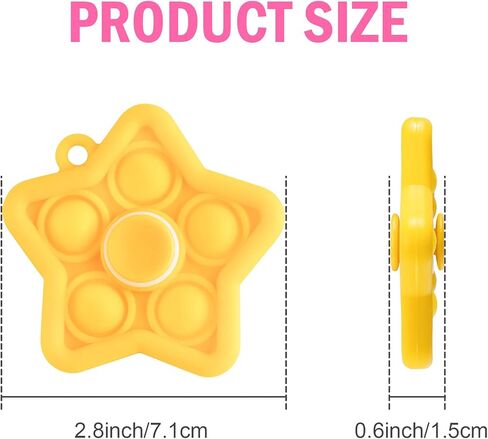 مجموعة سلسلة مفاتيح NiHealth 4-Pack 2 في 1 Mini Star Pop Fidget Spinner Keychain، لعبة Push Pop Bubble Fidget الحسية لتخفيف التوتر ومضادة للقلق للأطفال والكبار (الأخضر والأزرق والأصفر والوردي) in Kuwait