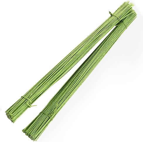 SINJEUN 500 عدد 16 بوصة من أسلاك الزهور، 14 سلك جذعي زهور، 2 مم سلك جذعي ملفوف بالورق DIY، الحرف اليدوية، ترتيبات الزهور، الزينة، أخضر، سلك داخلي 18 مقياس in Saudi Arabia
