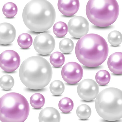 Boyistar 120 قطعة حشو مزهرية عائمة، خرز لؤلؤ بدون فتحة، مقاسات متنوعة، لؤلؤ صناعي مستدير لحشو المزهرية، لؤلؤ لحامل الفرشاة، الحرف اليدوية، لؤلؤ ديكور المنزل (أرجواني + أبيض) in Kuwait