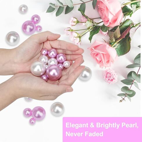 Boyistar 120 قطعة حشو مزهرية عائمة، خرز لؤلؤ بدون فتحة، مقاسات متنوعة، لؤلؤ صناعي مستدير لحشو المزهرية، لؤلؤ لحامل الفرشاة، الحرف اليدوية، لؤلؤ ديكور المنزل (أرجواني + أبيض) in Kuwait