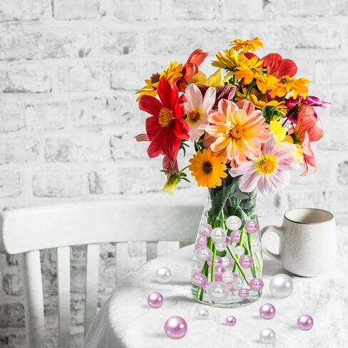 Boyistar 120 قطعة حشو مزهرية عائمة، خرز لؤلؤ بدون فتحة، مقاسات متنوعة، لؤلؤ صناعي مستدير لحشو المزهرية، لؤلؤ لحامل الفرشاة، الحرف اليدوية، لؤلؤ ديكور المنزل (أرجواني + أبيض) in Kuwait