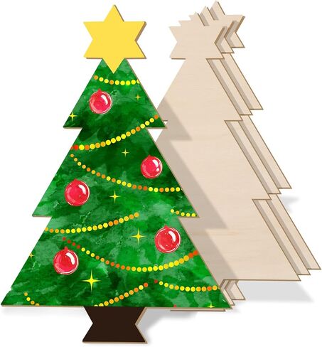 4 قطع 15 × 10 بوصة عيد الميلاد الحلي الخشبية غير الانتهاء مجموعة شجرة الخشب الحرفية قطع فارغة شجرة عيد الميلاد شكل انقطاع لزينة حفلة عيد الميلاد DIY in Kuwait