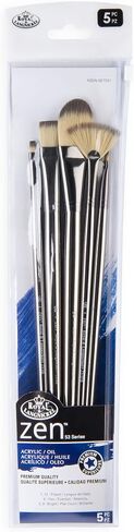 Royal & Langnickel Zen 5 Piece Long Handle Acrylic & Oil Filbert Variety Paint Brush Set in Saudi Arabia