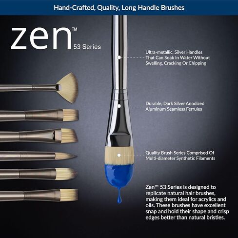 Royal & Langnickel Zen 5 Piece Long Handle Acrylic & Oil Filbert Variety Paint Brush Set in Saudi Arabia