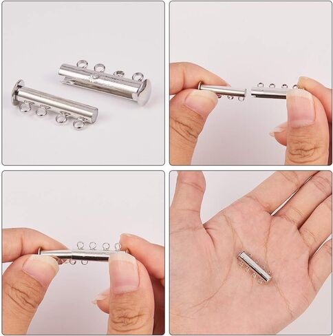 SUNNYCLUE 12 Style Mixed Slide Clasp Tube Lock Necklace Connector Multi Strands Slide Lock Clasps Slide On End Clasp Connector Charms Links for Layered Bracelet Necklace Jewelry Crafts in Kuwait