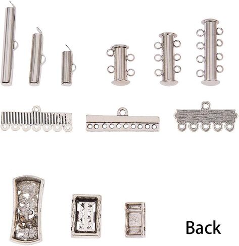SUNNYCLUE 12 Style Mixed Slide Clasp Tube Lock Necklace Connector Multi Strands Slide Lock Clasps Slide On End Clasp Connector Charms Links for Layered Bracelet Necklace Jewelry Crafts in Kuwait