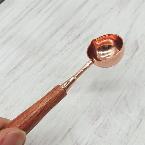 ملعقة ختم شمع نحاسية من PEPRMROE مقبض خشبي ختم ختم الشمع ملعقة ذوبان لختم ختم الشمع (1T) in Kuwait