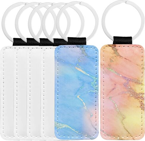 سلسلة مفاتيح جلدية فارغة بتقنية التسامي لنقل الحرارة من 6 قطع، ابيض، مقاس S, أبيض in Kuwait