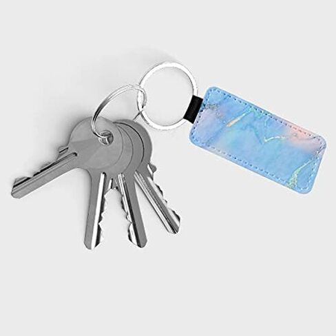 سلسلة مفاتيح جلدية فارغة بتقنية التسامي لنقل الحرارة من 6 قطع، ابيض، مقاس S, أبيض in Kuwait