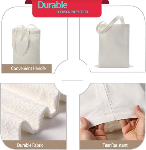 stonechic 36 Pieces Sublimation Tote Bags Blank Canvas Tote Bags Grocery Bags for Heat Transfer Vinyl DIY Crafting White in Kuwait