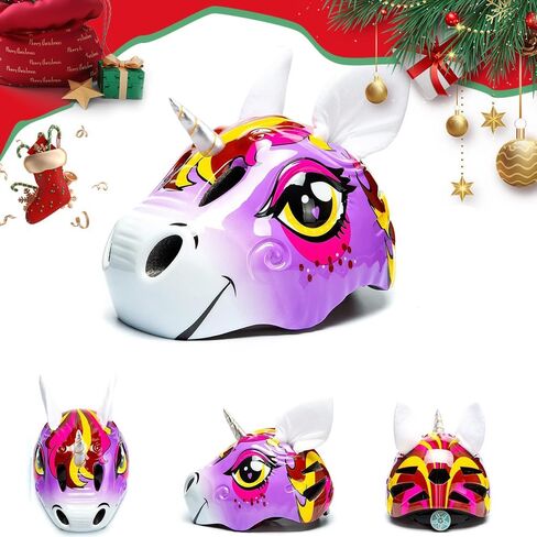 Unicorn Helmet for Toddler and Kid 3D Unicorn CPSC Safety Certified Approximately 2-6 Years Easily Adjuastable,Skateboard Skating Scooter Helmet with Rear Light Toddler Gift Christmas in Kuwait
