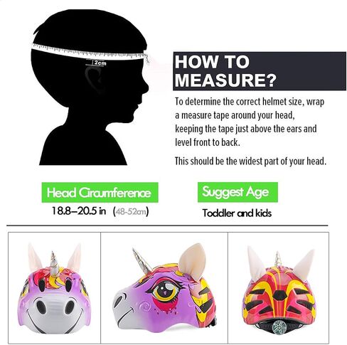 Unicorn Helmet for Toddler and Kid 3D Unicorn CPSC Safety Certified Approximately 2-6 Years Easily Adjuastable,Skateboard Skating Scooter Helmet with Rear Light Toddler Gift Christmas in Kuwait