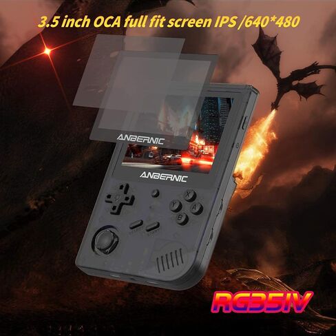وحدة تحكم ألعاب محمولة RG351V مقاس 3.5 بوصة محمولة مزدوجة TF 64G بطاقة محمولة لعبة فيديو ريترو مدمجة في وحدة تحكم ألعاب WiFi بائع أمريكي!!! (أنبرنيك RG351V أسود) in Kuwait