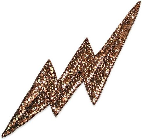 Expo International 13" x 4 1/4" Lightning Bolt Sequin Patches/Appliques, Bronze in Saudi Arabia