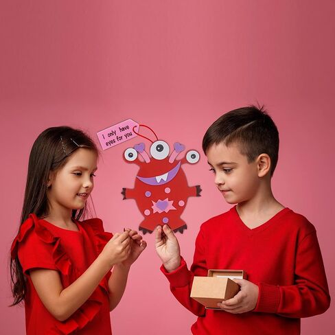 4E's Novelty Valentines Monster Craft Ornament (12 Pack) Foam Valentines Day Crafts for Kids Classroom DIY Activity Bulk - Individually Wrapped in Saudi Arabia