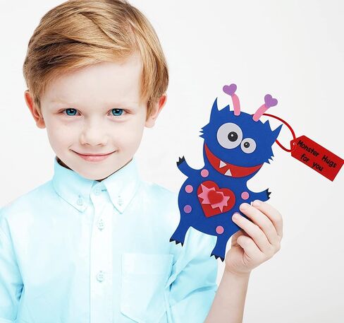 4E's Novelty Valentines Monster Craft Ornament (12 Pack) Foam Valentines Day Crafts for Kids Classroom DIY Activity Bulk - Individually Wrapped in Saudi Arabia