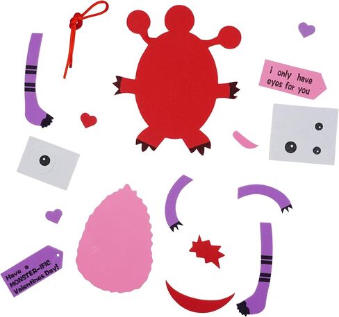 4E's Novelty Valentines Monster Craft Ornament (12 Pack) Foam Valentines Day Crafts for Kids Classroom DIY Activity Bulk - Individually Wrapped in Saudi Arabia