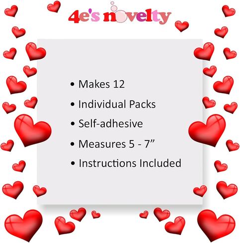 4E's Novelty Valentines Monster Craft Ornament (12 Pack) Foam Valentines Day Crafts for Kids Classroom DIY Activity Bulk - Individually Wrapped in Saudi Arabia