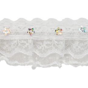 حواف من The Yard Aria 1 1/4 بوصة دانتيل مكشكش بالترتر باللون الأبيض | (قصة 10 ياردة) in Kuwait