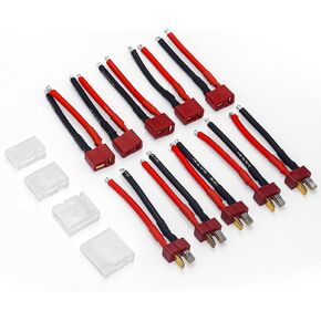 5 Pairs Deans T Plug Connector Female and Male with 14AWG Silicon Wire for RC Car Lipo Battery Cable Drone Car Boat Robot
