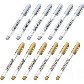 12 قطعة من اقلام تحديد معدنية دائمة، اقلام تلوين معدنية دائمة بلون ذهبي وفضي من كريتي، اقلام رسم معدنية لصنع البطاقات والرسم على الصخور والزجاج والخشب والالبوم الصور in Kuwait