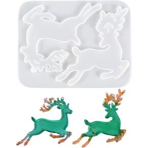 Christmas Resin Molds, Elk Reindeer Christmas Ornament Siliocne Moulds, Xmas Silicone Mold for Resin Casting, Deer Pendant Mould for DIY Crafts Christmas Tree Decorations