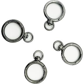 3/4 Inch Trigger Spring O Rings with Swivel D-ring Round Snap Hooks Carabiner Clip for Keyrings,Purse,Bags,DIY Craft Making, (BLACK) 4PCS