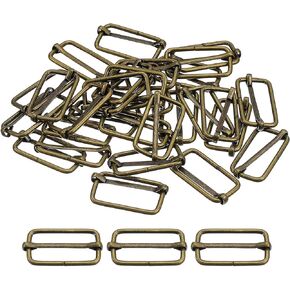 uxcell Slides Buckles, Metal Rectangle Adjuster Triglides Slide Buckle Roller Pin Buckles Slider Strap Adjuster for Belt Bags