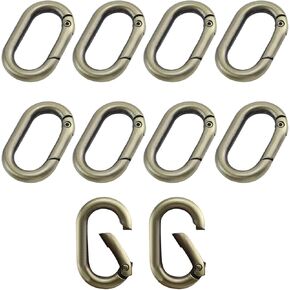 Tighall Spring Oval Rings Metal Spring Snap Clip Round Keychain Key Ring Clips Oval Ring Buckle for Bags, Purses, Handbag, DIY Craft