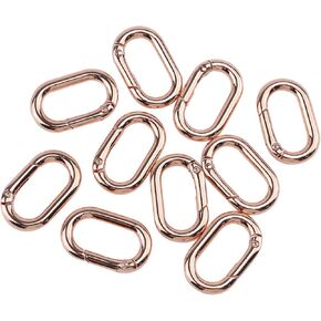 Tighall Spring Oval Rings Metal Spring Snap Clip Round Keychain Key Ring Clips Oval Ring Buckle for Bags, Purses, Handbag, DIY Craft