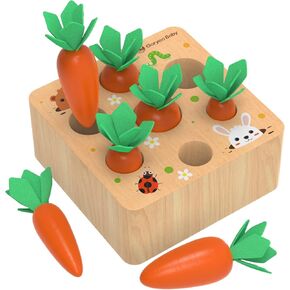 KMTJT Montessori Toys for 2 3 Year Old Toddlers, Macron Carrot Harvest Game Wooden Toys for Baby Boys and Girls, Educational Learning Shape Sorting Matching Gifts for Babies | Kids Learning Educational Shape Sorting Toy for Toddler Boys and Girls, 18 Mont in Kuwait