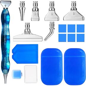 ZYNERY 18 PCS Diamond Painting Pens Kit, Metal Tips & Resin Drill Pens, Diamond Painting Tools Accessories with Anti-Slip Mat, Tray, Clay - Ideal for DIY Crafts, Diamond Art Lovers & Beginners (Blue)