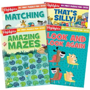 Highlights My First Puzzle Fun 2022 Puzzle Books for Kids Ages 3-6, 4-Book Set of Matching, Mazes, Spot-The-Differences, and More Travel-Friendly Screen Free Brain-Boosting Activities