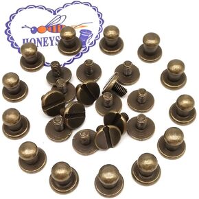 HONEYSEW 60 مجموعات/وحدة 5 × 8 × 8 مم مقبض برغي من سبيكة المسامير مصنوعات يدوية لحزام الأحذية حزام الساعة معدن فضي/أسود/برونزي/ذهبي ZD-015 (النحاس العتيق)