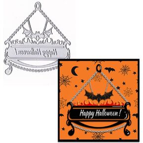 ABTOLS Metal Halloween Frame Cutting Dies, Square Frame Die Cuts Embossing Stencils Spider Web Background Dies Template Mould for Card Scrapbooking and DIY Craft Album Paper Card Decor