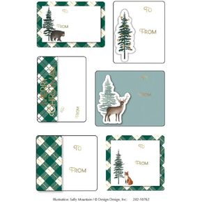 Christmas Labels Self Adhesive Christmas Gift Tags Christmas Stickers with to from Adhesive Gift Tags -Christmas Plaid, Trees and Reindeers, Varying Size Sticky Gift Labels, 36 Total in Kuwait