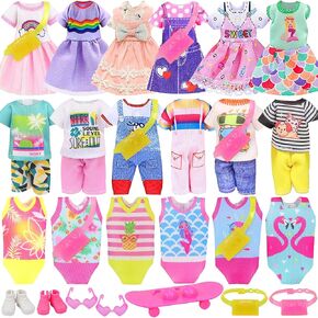 13 قطعة من ملابس الدمى وإكسسواراتها مقاس 5.3 بوصة - 6 بوصة من إيكور فن، تتضمن فستانين وملابسين وملابس سباحة وحذاء ولوح تزلج ونظارتين وحقيبتين لدمية فتى صبي مقاس 5.3 بوصة in Kuwait