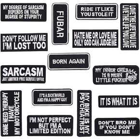 Assorted 15pcs Letter Patches for Motorcycle Jackets and Vests - Embroidered Sew-on Applique Patches for Boys' Clothing - Iron-on Patches for Backpacks in Kuwait