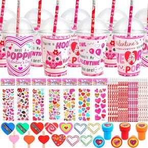 هدايا قرطاسية لعيد الحب للأطفال 28 حزمة من بطاقات تبادل الفصول الدراسية لعيد الحب، أقلام الرصاص، ملصقات، محايات، برايات، مشابك ورقية، مشابك على شكل قلب، مجموعة أكواب، جائزة المدرسة للأولاد والبنات، هدايا الحفلات in Kuwait