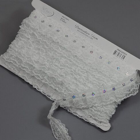 حواف من The Yard Aria 1 1/4 بوصة دانتيل مكشكش بالترتر باللون الأبيض | (قصة 10 ياردة) in Kuwait