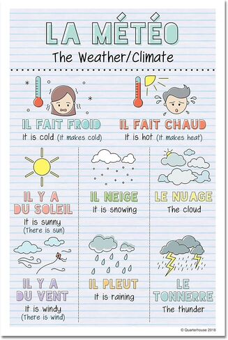 Quarterhouse French Verbs & Beginner Vocabulary (Set A) Poster Set, French Classroom Learning Materials for K-12 Students and Teachers, Set of 11, 12 x 18 Inches, Extra Durable in Kuwait