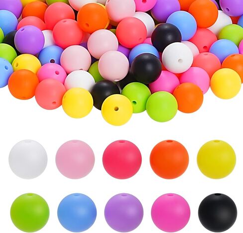 jiebor 100PCS Halloween Beads Silicone Beads 15mm Focal Beads Rubber Round Loose Beads Bulk for Halloween Beadable Pens Bracelets Necklace Keychain Jewelry Craft Making in Kuwait