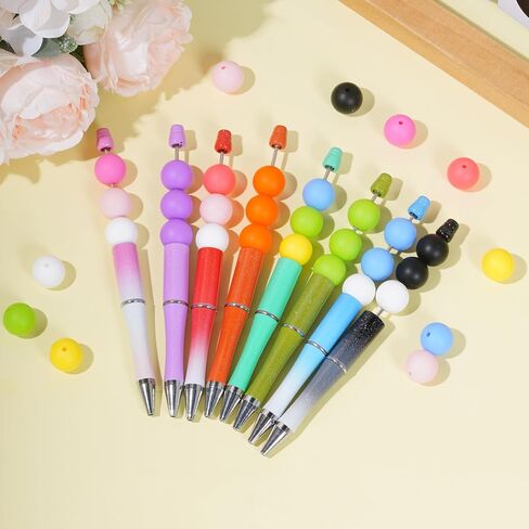 jiebor 100PCS Halloween Beads Silicone Beads 15mm Focal Beads Rubber Round Loose Beads Bulk for Halloween Beadable Pens Bracelets Necklace Keychain Jewelry Craft Making in Kuwait