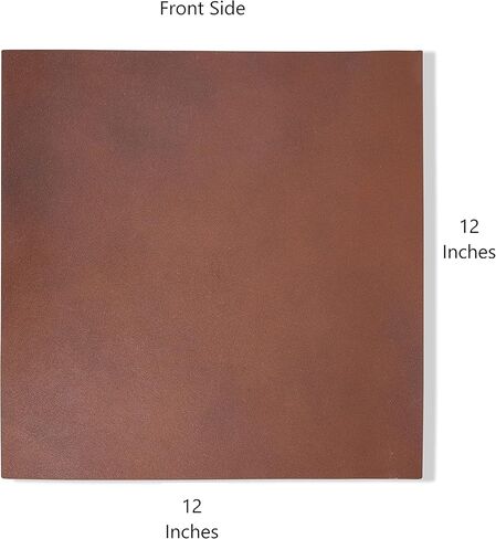 لاوتس | جلد مربع مدبوغ بالزيت (12 × 12 بوصة) للحرف اليدوية، المجلات، أغطية أجهزة الكمبيوتر المحمولة، الأدوات، الخياطة، الهوايات، ورشة العمل، صناعة يدوية | سمك 2.0 ملم| (بني) in Kuwait