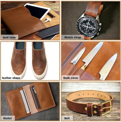 لاوتس | جلد مربع مدبوغ بالزيت (12 × 12 بوصة) للحرف اليدوية، المجلات، أغطية أجهزة الكمبيوتر المحمولة، الأدوات، الخياطة، الهوايات، ورشة العمل، صناعة يدوية | سمك 2.0 ملم| (بني) in Kuwait