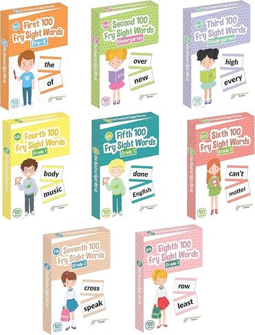 بطاقة تعليمية من Little Champion Reader 800 Sight Word Flashcards في مجموعة مكونة من 8 حزم، من مرحلة ما قبل الروضة إلى الصف الثالث، تعلم 800 كلمة رؤية عالية التردد من Dolch Fry in Kuwait