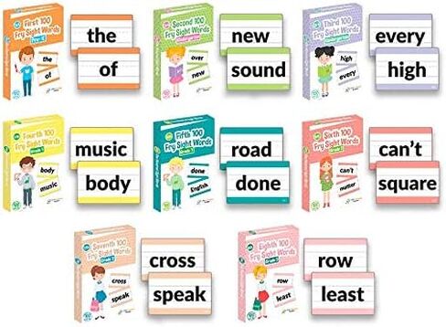 بطاقة تعليمية من Little Champion Reader 800 Sight Word Flashcards في مجموعة مكونة من 8 حزم، من مرحلة ما قبل الروضة إلى الصف الثالث، تعلم 800 كلمة رؤية عالية التردد من Dolch Fry in Kuwait