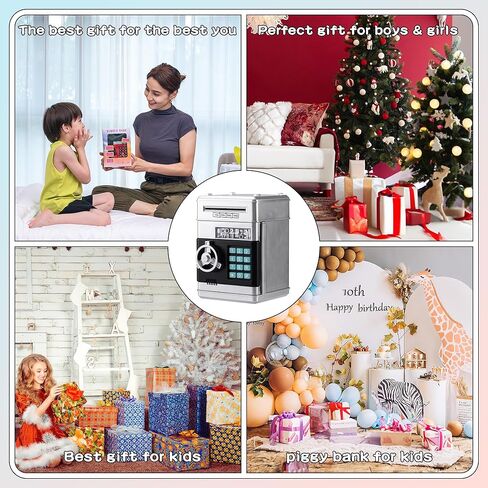 ATM Machine Piggy Bank for Boys and Girls, Digital Electronic Password Real Money Saving Banks for Kids, Cash Coin Safe Box with Auto Grab Bill Slot for Children's Gift Toy Age 3+ in Kuwait