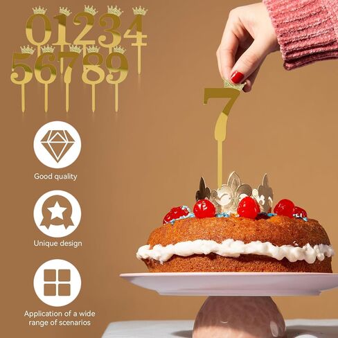0-9 أرقام كعكة القبعات العالية لكعكة توبر، بريق عدد كعكة القبعات العالية مع تاج كعكة توبر عدد كعكة القبعات العالية لحفل عيد ميلاد الزفاف الذكرى in Kuwait