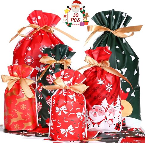 GWHOLE عيد الميلاد الرباط أكياس عيد الميلاد حزب صالح كيس للمكافآت هدية التفاف حقيبة جودي حقيبة مع الشريط للهدايا حلوى الشوكولاته in Kuwait